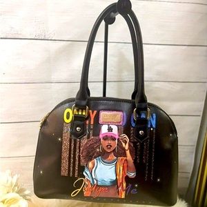 Nikky Lee Judge Me Bag Black and Multicolors  Gold Zippers Double Compartments